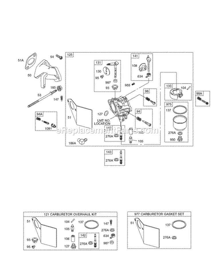 Carburetor KitsGasket Sets-Carburetor Diagram and Parts List for 250417-0503-01  Briggs and Stratton Engine